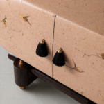 el boyama desenli büfe, oval form modern konsol, özel üretim sanatsal büfe, sipariş mobilya dekoratif dolap, ısmarlama ahşap büfe