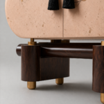 el boyama desenli büfe, oval form modern konsol, özel üretim sanatsal büfe, sipariş mobilya dekoratif dolap, ısmarlama ahşap büfe