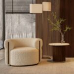 kavisli boucle koltuk, modern yumuşak formlu koltuk, özel üretim lounge koltuk, sipariş mobilya koltuk, ısmarlama modern koltuk