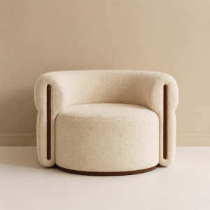 kavisli boucle koltuk, modern yumuşak formlu koltuk, özel üretim lounge koltuk, sipariş mobilya koltuk, ısmarlama modern koltuk