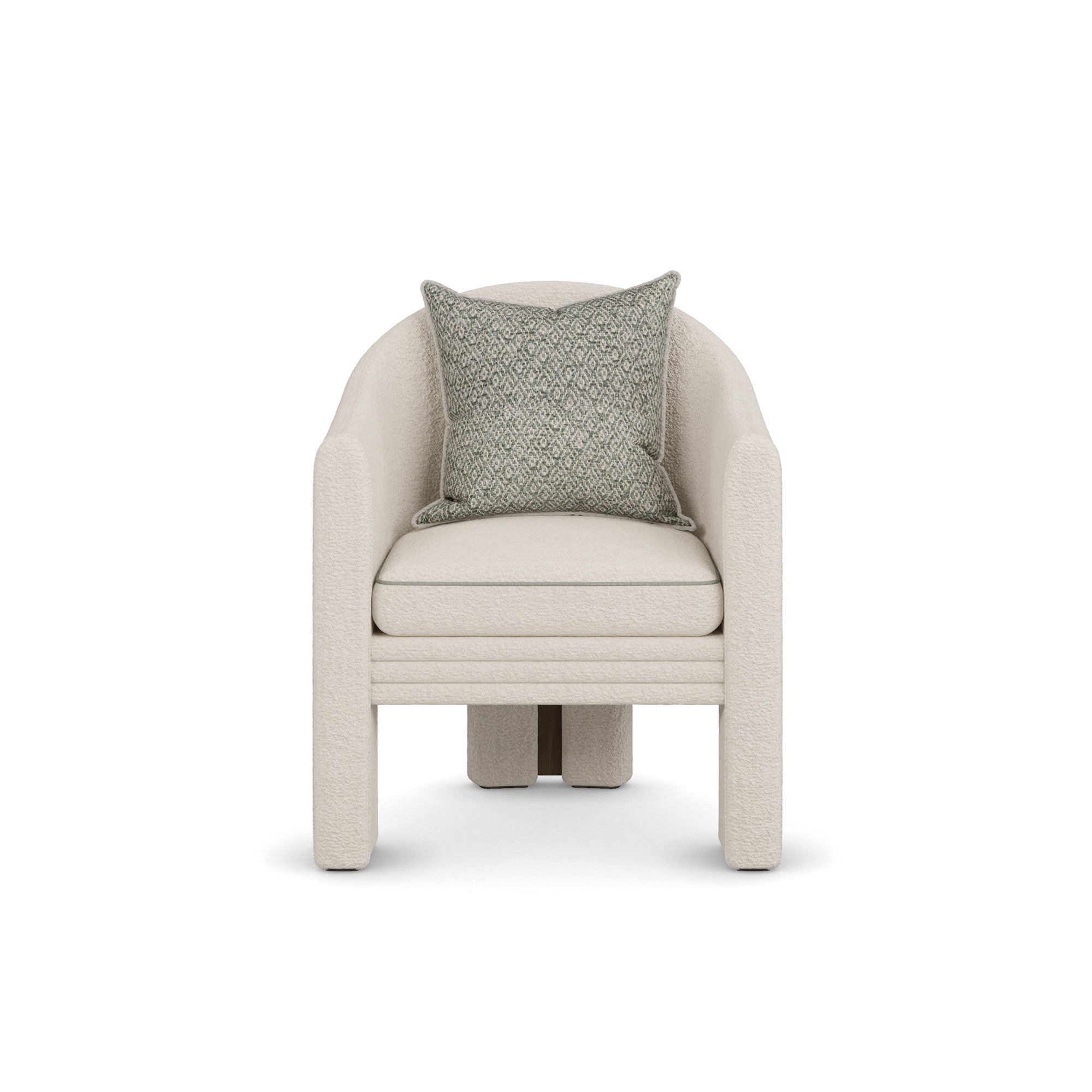 kavisli modern sandalye, boucle döşemeli sandalye, özel üretim tasarım sandalye, sipariş mobilya modern sandalye, ısmarlama minimal sandalye