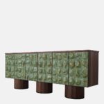 dokulu panel büfe dolabı, seramik efekt kapaklı modern büfe, ceviz gövdeli tasarım konsol, özel üretim büfe mobilya, ısmarlama depolama ünitesi