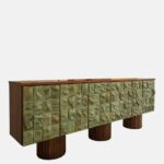 dokulu panel büfe dolabı, seramik efekt kapaklı modern büfe, ceviz gövdeli tasarım konsol, özel üretim büfe mobilya, ısmarlama depolama ünitesi