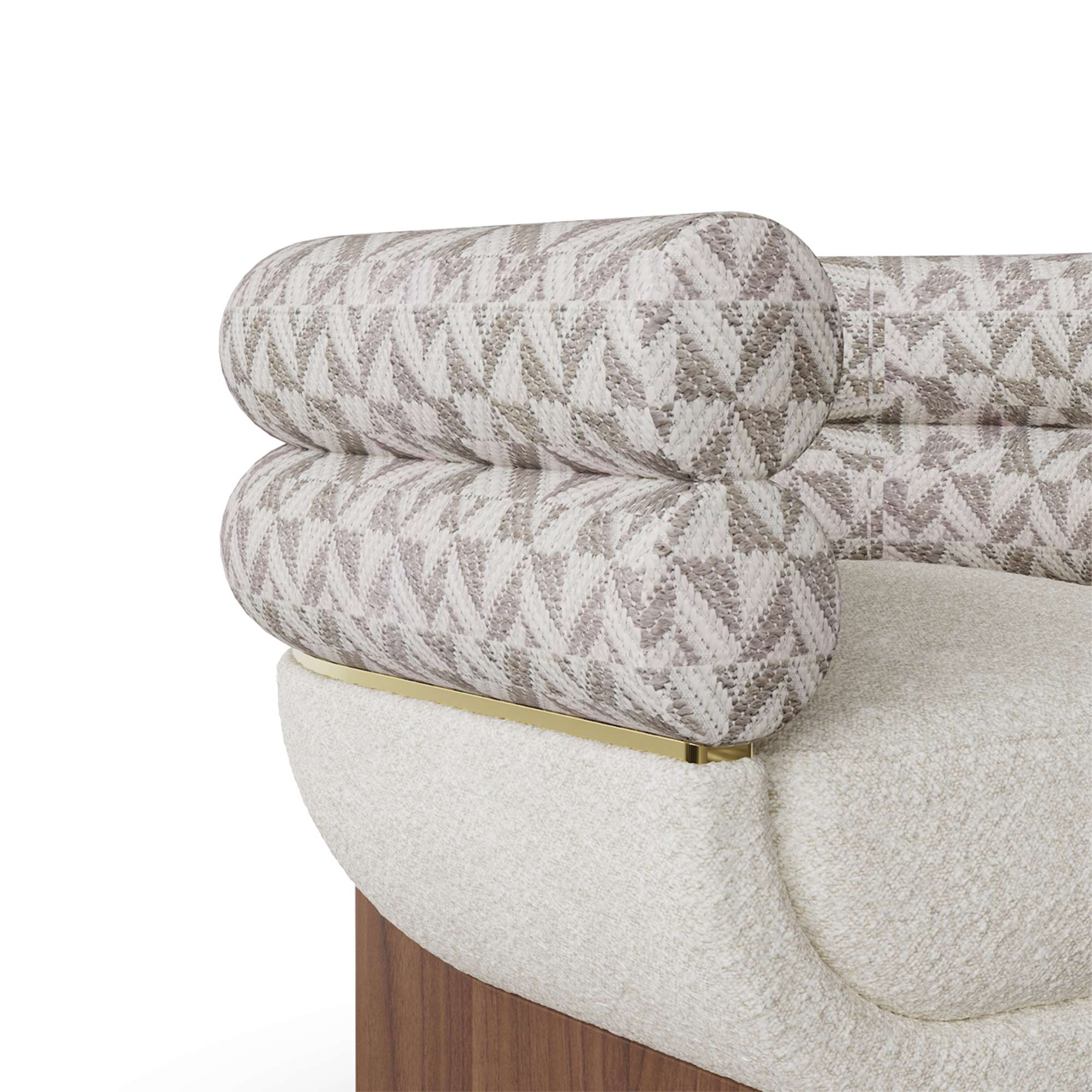 katmanlı koltuk özel üretim, özel ölçü sipariş mobilya ısmarlama mobilya modern tasarım koltuk, pirinç detaylı lüks koltuk, desenli kumaş oturma koltuğu, ahşap bazalı tasarım koltuk