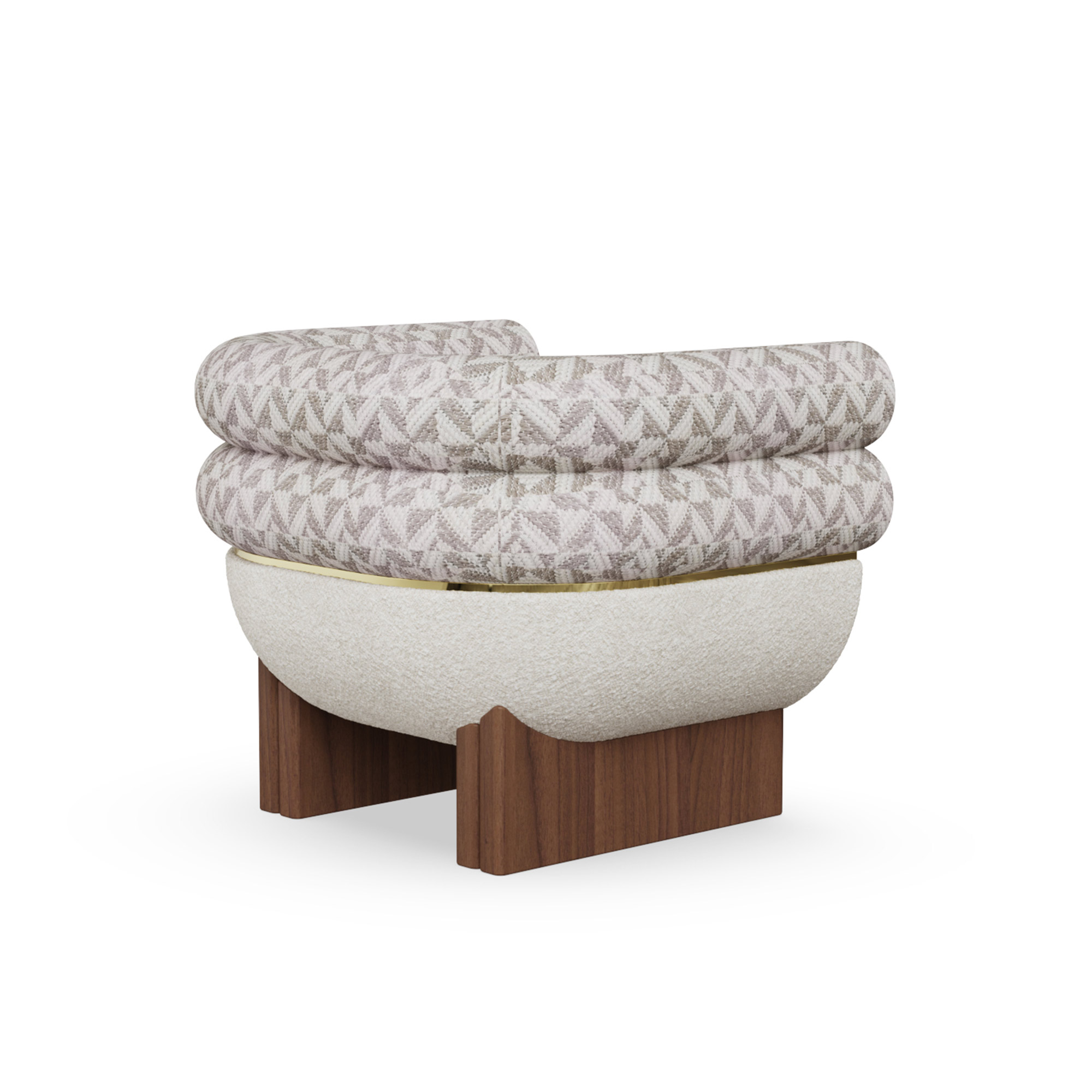 katmanlı koltuk özel üretim, özel ölçü sipariş mobilya ısmarlama mobilya modern tasarım koltuk, pirinç detaylı lüks koltuk, desenli kumaş oturma koltuğu, ahşap bazalı tasarım koltuk