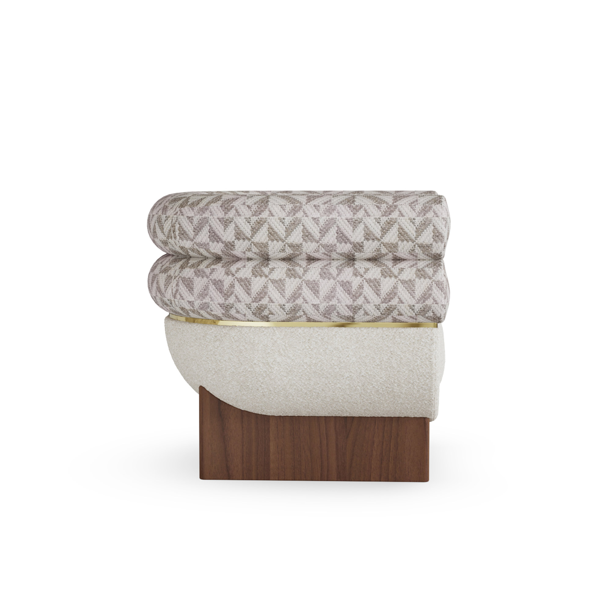 katmanlı koltuk özel üretim, özel ölçü sipariş mobilya ısmarlama mobilya modern tasarım koltuk, pirinç detaylı lüks koltuk, desenli kumaş oturma koltuğu, ahşap bazalı tasarım koltuk