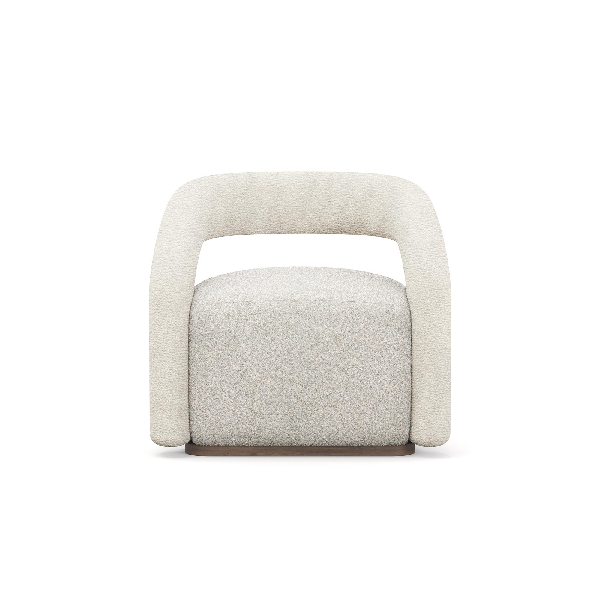 organik form berjer koltuk, özel üretim kavisli berjer, özel ölçü bukle kumaş koltuk, ısmarlama modern berjer tasarımı, heykelsi tek kol form koltuk