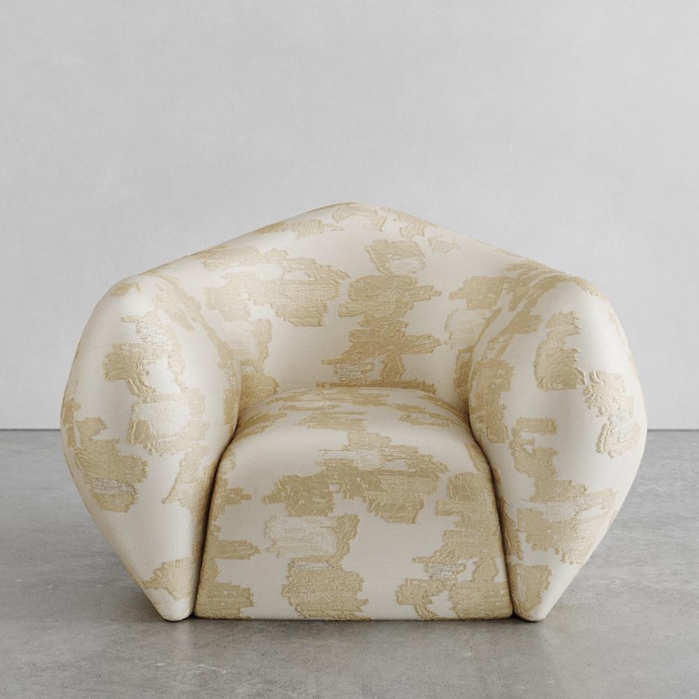 organik form jakar koltuk, desenli modern lounge koltuk, özel üretim tasarım koltuk, sipariş mobilya koltuk, ısmarlama tekstil koltuk