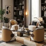 yuvarlak form modern koltuk, ahşap detaylı lounge chair, özel üretim tasarım koltuk, sipariş mobilya berjer, ısmarlama deri detaylı koltuk