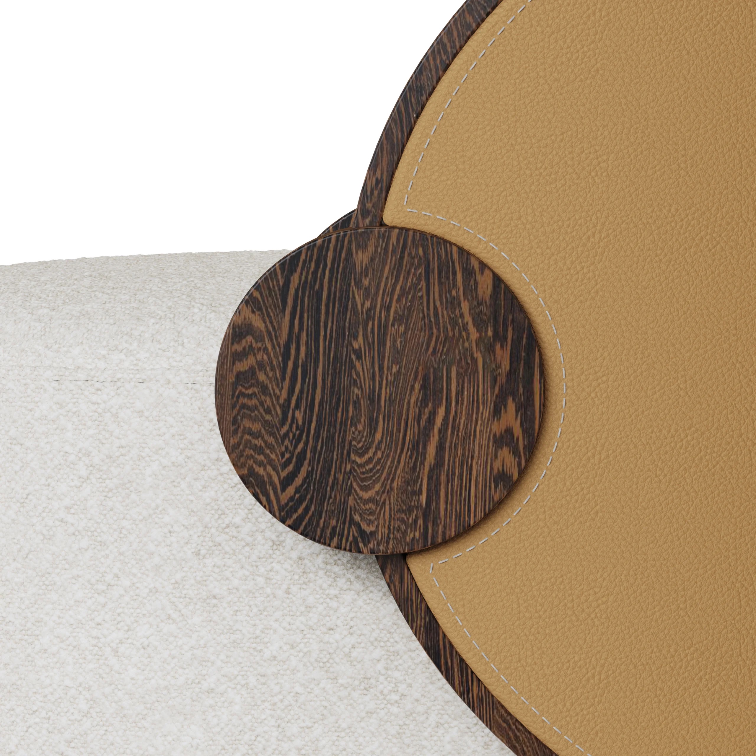 yuvarlak form modern koltuk, ahşap detaylı lounge chair, özel üretim tasarım koltuk, sipariş mobilya berjer, ısmarlama deri detaylı koltuk