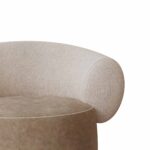 özel üretim döner koltuk, özel ölçü yuvarlak koltuk, boucle kumaş modern koltuk, ısmarlama lounge koltuk ahşap tabanlı, yumuşak form minimal koltuk