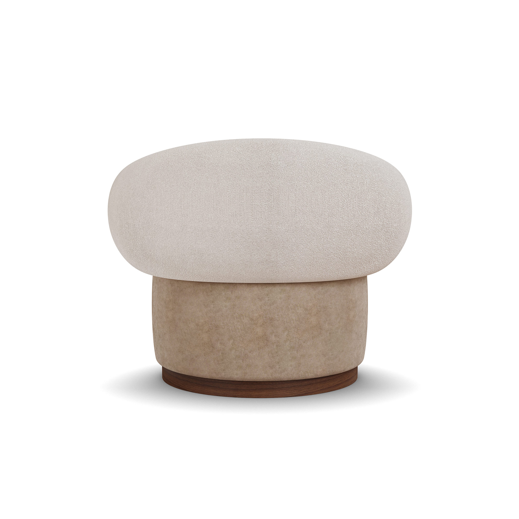 özel üretim döner koltuk, özel ölçü yuvarlak koltuk, boucle kumaş modern koltuk, ısmarlama lounge koltuk ahşap tabanlı, yumuşak form minimal koltuk