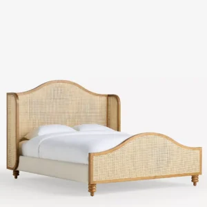 rattan hasır karyola, ahşap başlıklı doğal yatak, özel üretim karyola tasarımı, sipariş mobilya karyola, ısmarlama yatak odası mobilyası