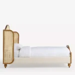 rattan hasır karyola, ahşap başlıklı doğal yatak, özel üretim karyola tasarımı, sipariş mobilya karyola, ısmarlama yatak odası mobilyası