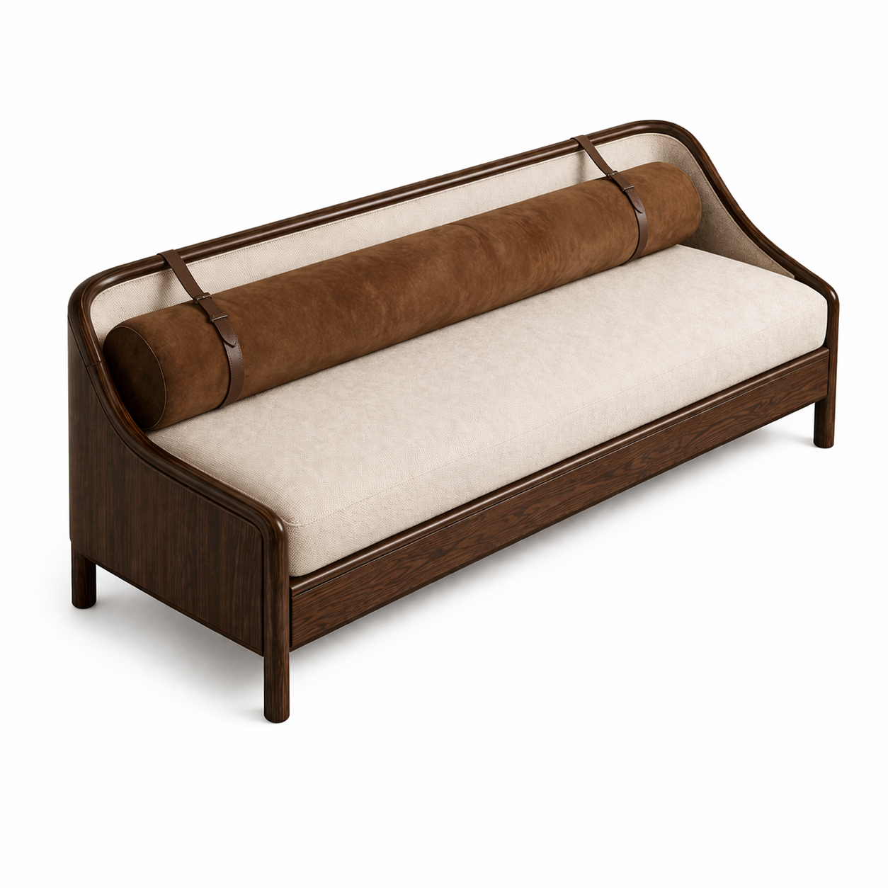 masif ahşap modern kanepe özel üretim, özel ölçü sipariş mobilya ısmarlama mobilya deri detaylı kanepe tasarım, silindirik sırtlı lüks kanepe minimal stil, japandi modern ahşap kanepe tasarım, el işçiligi rafine salon kanepe