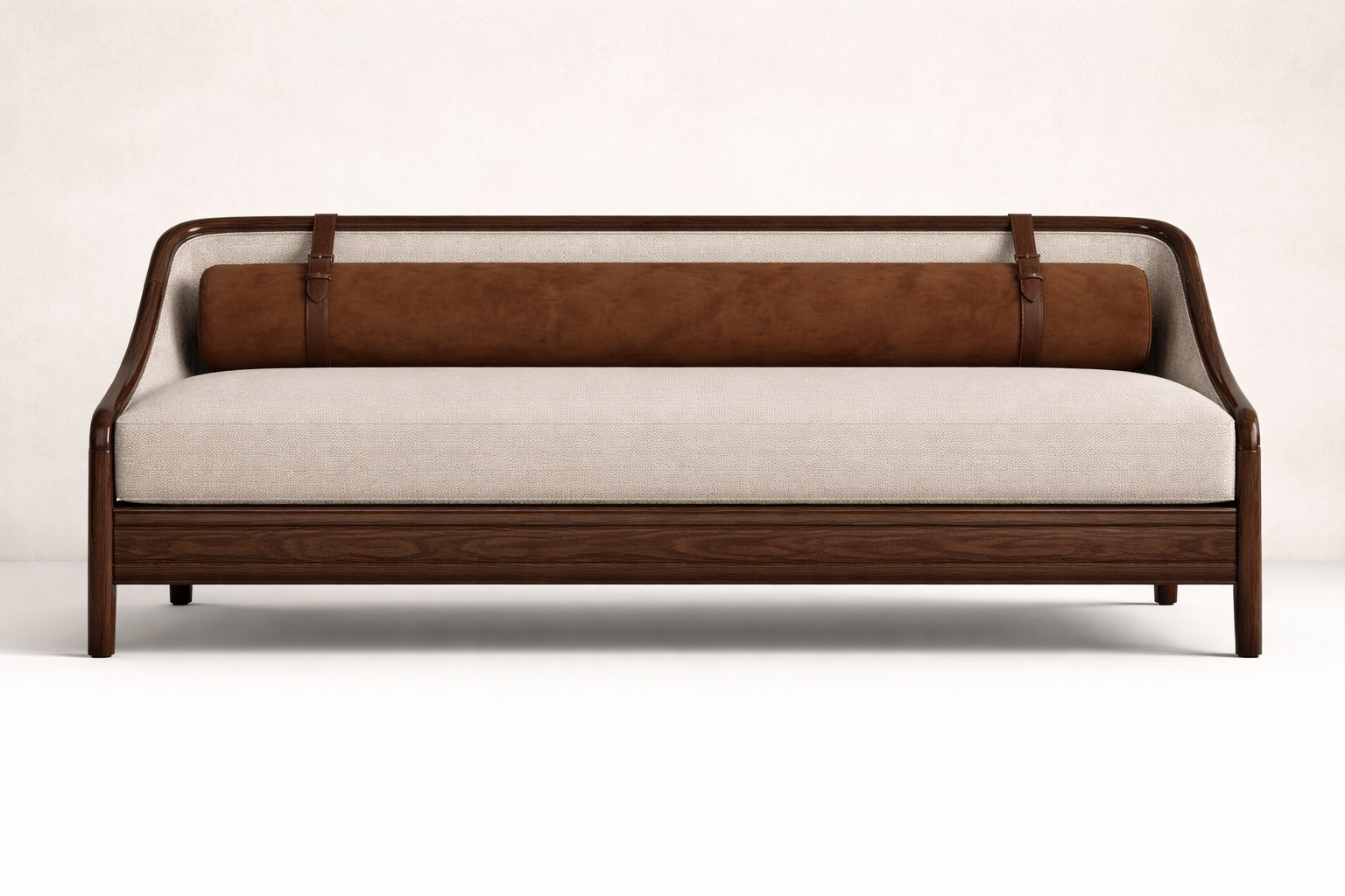 masif ahşap modern kanepe özel üretim, özel ölçü sipariş mobilya ısmarlama mobilya deri detaylı kanepe tasarım, silindirik sırtlı lüks kanepe minimal stil, japandi modern ahşap kanepe tasarım, el işçiligi rafine salon kanepe