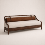 masif ahşap modern kanepe özel üretim, özel ölçü sipariş mobilya ısmarlama mobilya deri detaylı kanepe tasarım, silindirik sırtlı lüks kanepe minimal stil, japandi modern ahşap kanepe tasarım, el işçiligi rafine salon kanepe