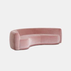 özel üretim kavisli kanepe, özel ölçü pembe kadife kanepe, ısmarlama organik form kanepe, modern lounge kavisli koltuk, yumuşak hatlı tasarım kanepe