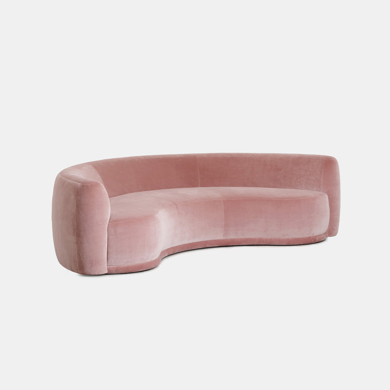 özel üretim kavisli kanepe, özel ölçü pembe kadife kanepe, ısmarlama organik form kanepe, modern lounge kavisli koltuk, yumuşak hatlı tasarım kanepe