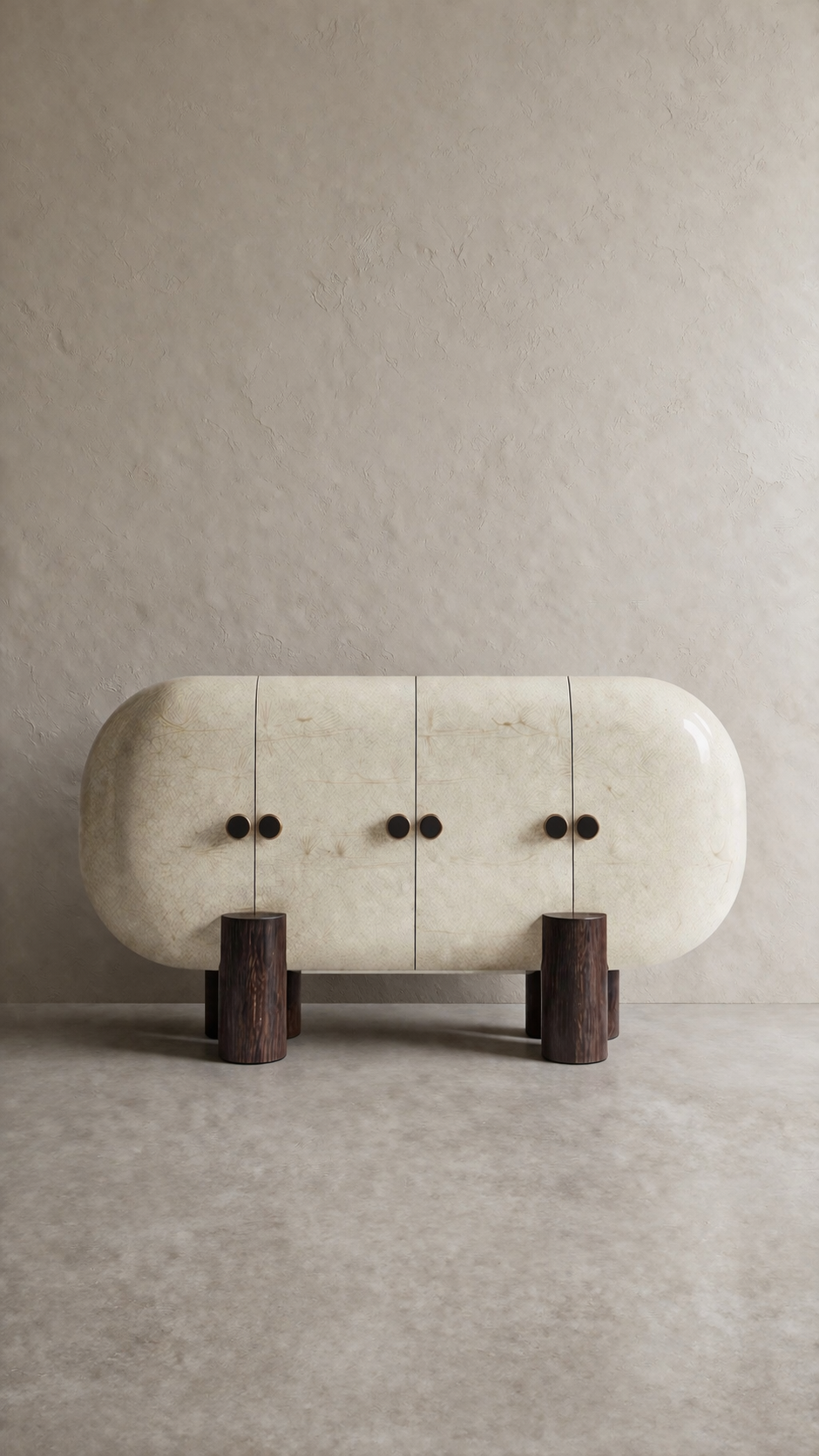 oval form modern büfe, seramik efekt yüzey dolap, özel üretim tasarım büfe, sipariş mobilya dekoratif dolap, ısmarlama modern büfe