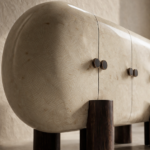 oval form modern büfe, seramik efekt yüzey dolap, özel üretim tasarım büfe, sipariş mobilya dekoratif dolap, ısmarlama modern büfe