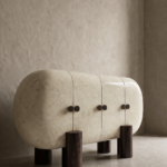 oval form modern büfe, seramik efekt yüzey dolap, özel üretim tasarım büfe, sipariş mobilya dekoratif dolap, ısmarlama modern büfe