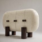 oval form modern büfe, seramik efekt yüzey dolap, özel üretim tasarım büfe, sipariş mobilya dekoratif dolap, ısmarlama modern büfe