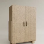 oyma dokulu vitrin büfe doğal ahşap özel üretim, el işçiligi kapaklı büfe özel ölçü sipariş mobilya, ısmarlama mobilya modern vitrin dolap tasarım, dokulu yüzey büfe minimal ahşap depolama, naturel ton vitrin büfe tasarım mobilya