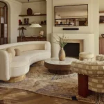 özel üretim kanepe, özel ölçü bouclé kanepe, kavisli modern kanepe, organik form lounge kanepe, ısmarlama tasarım kanepe