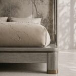 el boyama panel karyola özel üretim, özel ölçü sipariş mobilya ısmarlama mobilya doğa motifli yatak tasarımı, minimal lüks platform karyola modern stil, doğal tonlarda tasarım karyola ahşap gövde, sanatsal başlıklı özel tasarım yatak