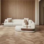 organik köşe kanepe özel üretim, özel ölçü sipariş mobilya ısmarlama mobilya modüler lounge sofa, ahşap detaylı köşe koltuk tasarım, modern lüks oturma grubu, geniş form kanepe