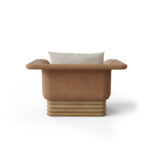 deri kaplama modern koltuk, özel üretim ahşap bazalı koltuk, özel ölçü bukle oturum koltuk, ısmarlama modern lounge koltuk, katmanlı baza detaylı koltuk