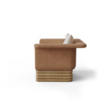 deri kaplama modern koltuk, özel üretim ahşap bazalı koltuk, özel ölçü bukle oturum koltuk, ısmarlama modern lounge koltuk, katmanlı baza detaylı koltuk