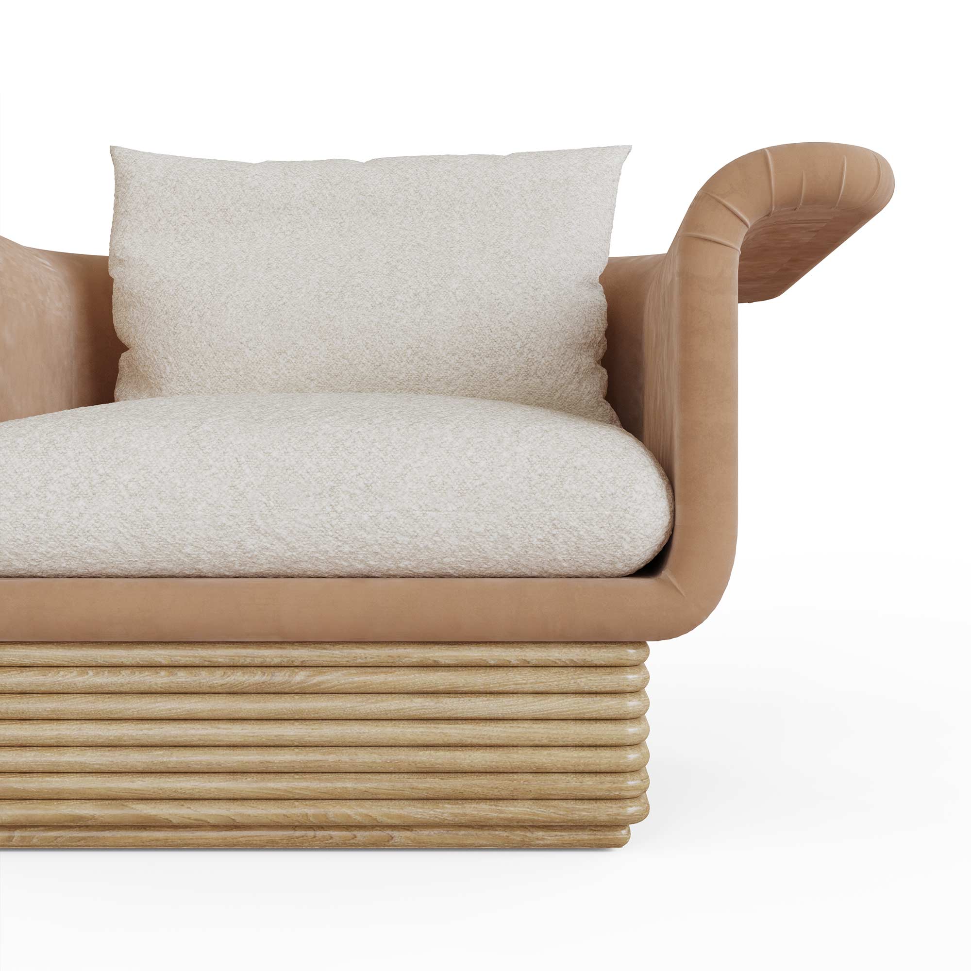 deri kaplama modern koltuk, özel üretim ahşap bazalı koltuk, özel ölçü bukle oturum koltuk, ısmarlama modern lounge koltuk, katmanlı baza detaylı koltuk