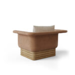 deri kaplama modern koltuk, özel üretim ahşap bazalı koltuk, özel ölçü bukle oturum koltuk, ısmarlama modern lounge koltuk, katmanlı baza detaylı koltuk