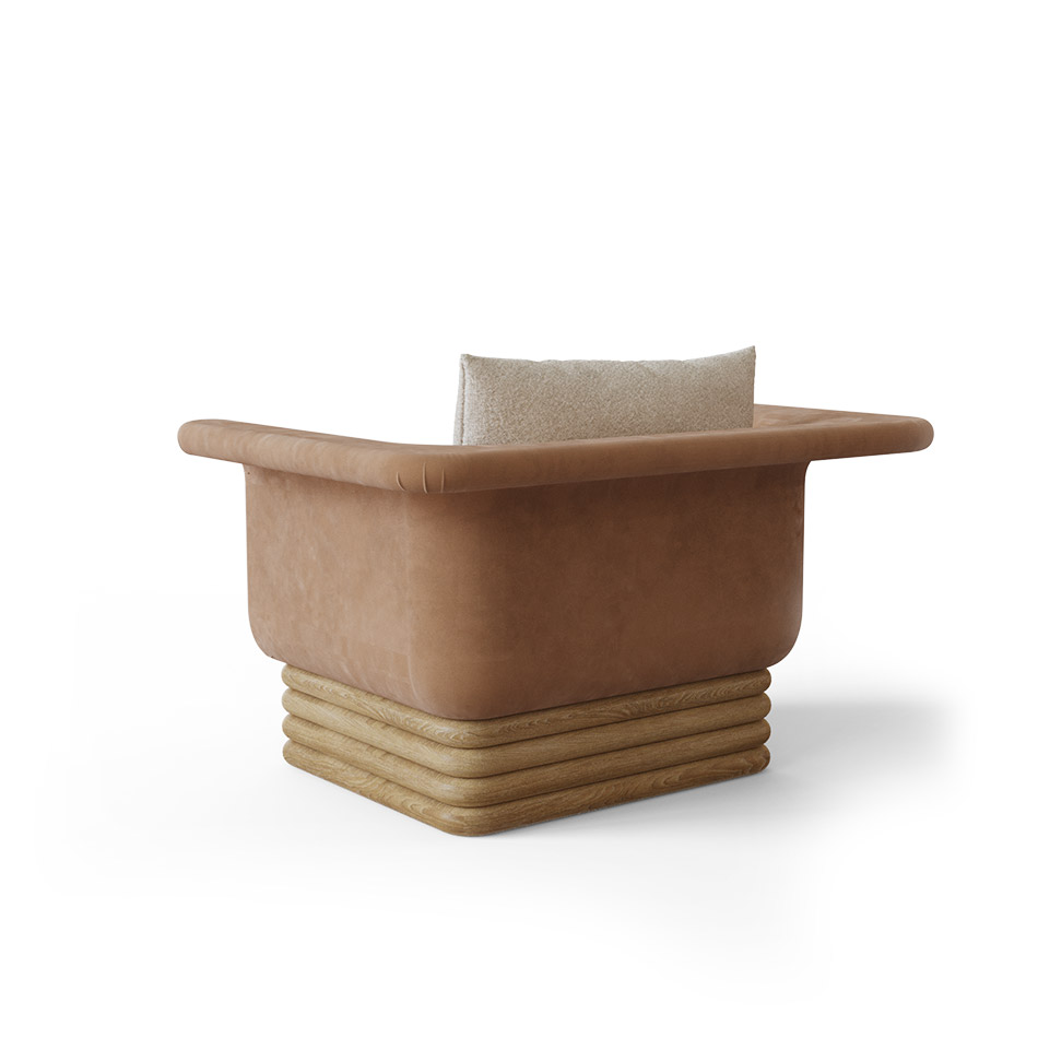 deri kaplama modern koltuk, özel üretim ahşap bazalı koltuk, özel ölçü bukle oturum koltuk, ısmarlama modern lounge koltuk, katmanlı baza detaylı koltuk