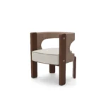 masif ahşap modern sandalye, özel üretim kavisli sırt sandalye, özel ölçü döşemeli yemek sandalyesi, ısmarlama ceviz sandalye tasarımı, ahşap detaylı modern dining chair