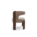 masif ahşap modern sandalye, özel üretim kavisli sırt sandalye, özel ölçü döşemeli yemek sandalyesi, ısmarlama ceviz sandalye tasarımı, ahşap detaylı modern dining chair