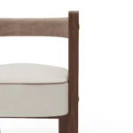 masif ahşap modern sandalye, özel üretim kavisli sırt sandalye, özel ölçü döşemeli yemek sandalyesi, ısmarlama ceviz sandalye tasarımı, ahşap detaylı modern dining chair