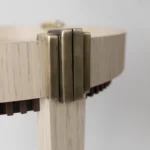 pirinç detaylı ahşap yan sehpa, çift raflı modern sehpa, özel üretim dairesel sehpa, sipariş mobilya yan sehpa, ısmarlama ahşap sehpa