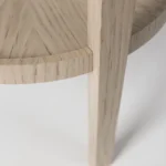 pirinç detaylı ahşap yan sehpa, çift raflı modern sehpa, özel üretim dairesel sehpa, sipariş mobilya yan sehpa, ısmarlama ahşap sehpa