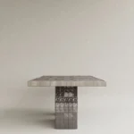 seramik ayaklı yemek masası özel üretim, dokulu yüzey modern masa özel ölçü sipariş mobilya, ısmarlama mobilya ahşap tabla dining table, heykelsi ayaklı masa modern interior tasarım, modüler ayak sistemi doğal ahşap masa