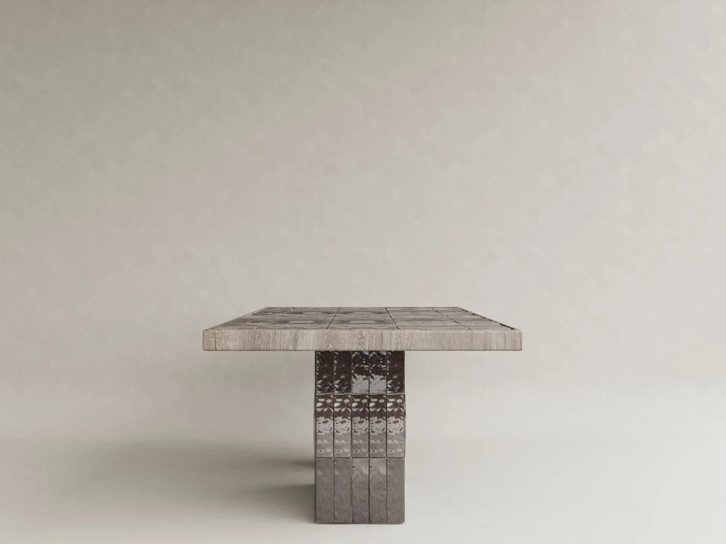 seramik ayaklı yemek masası özel üretim, dokulu yüzey modern masa özel ölçü sipariş mobilya, ısmarlama mobilya ahşap tabla dining table, heykelsi ayaklı masa modern interior tasarım, modüler ayak sistemi doğal ahşap masa