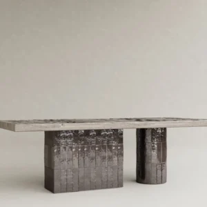 seramik ayaklı yemek masası özel üretim, dokulu yüzey modern masa özel ölçü sipariş mobilya, ısmarlama mobilya ahşap tabla dining table, heykelsi ayaklı masa modern interior tasarım, modüler ayak sistemi doğal ahşap masa