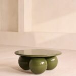 küre ayaklı modern sehpa, lake yüzey yuvarlak orta sehpa, özel üretim tasarım sehpa, sipariş mobilya orta sehpa, ısmarlama modern sehpa