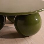 küre ayaklı modern sehpa, lake yüzey yuvarlak orta sehpa, özel üretim tasarım sehpa, sipariş mobilya orta sehpa, ısmarlama modern sehpa