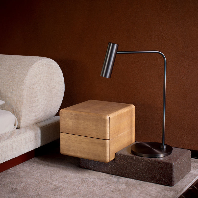 düşük platform karyola özel üretim, özel ölçü sipariş mobilya ısmarlama mobilya silindirik başlıklı yatak, minimal lüks karyola tasarım, döşemeli modern yatak modeli, japandi stil karyola