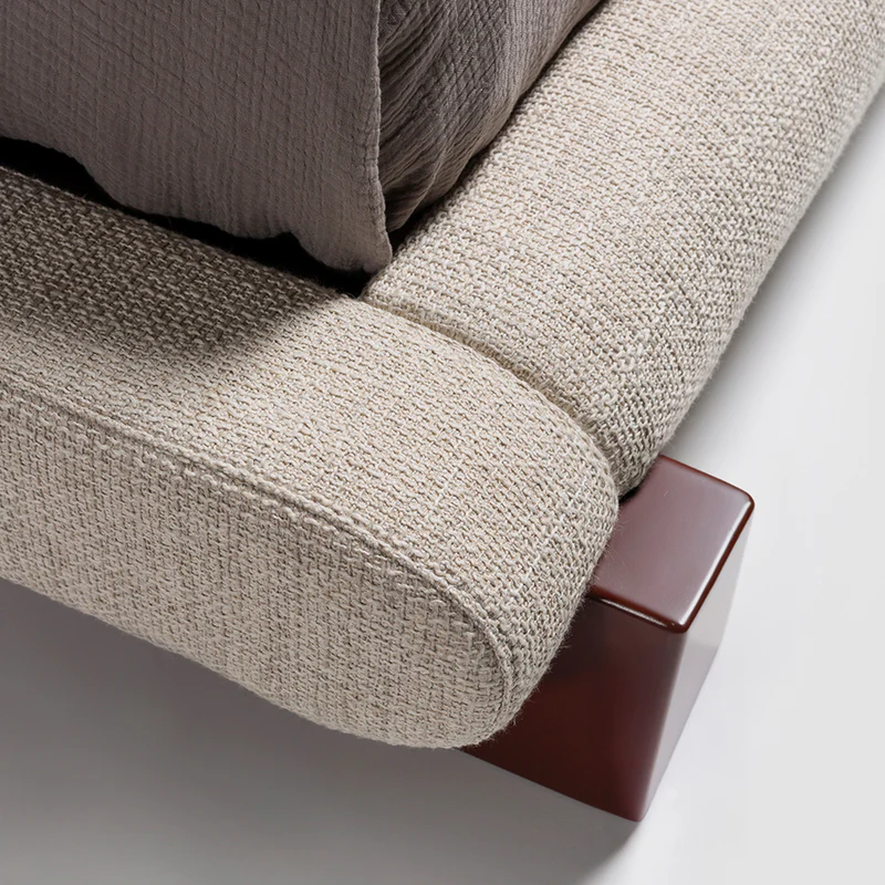 düşük platform karyola özel üretim, özel ölçü sipariş mobilya ısmarlama mobilya silindirik başlıklı yatak, minimal lüks karyola tasarım, döşemeli modern yatak modeli, japandi stil karyola