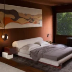 düşük platform karyola özel üretim, özel ölçü sipariş mobilya ısmarlama mobilya silindirik başlıklı yatak, minimal lüks karyola tasarım, döşemeli modern yatak modeli, japandi stil karyola