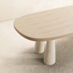 organik oval yemek masasi, contemporary luxury dining table, ozel uretim meşe masa, sculptural seramik ayakli masa, collectible modern dining table
